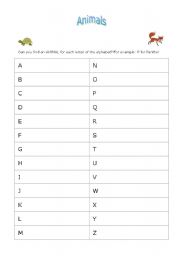 English worksheet: The animals