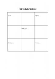 English worksheet: YES/NO QUESTION BINGO