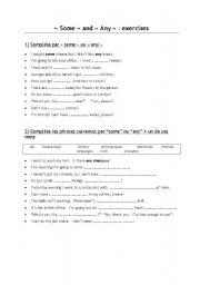 English Worksheet: Some and Any