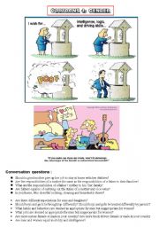 English Worksheet: HANDY THEMATIC COLLECTION of cartoons, vocabulary, conversation questions and essay topics Part 4 - GENDER GAP