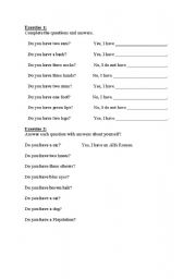 English Worksheet: Q and A worksheet