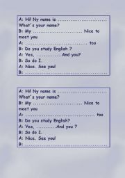 English worksheet: First meet conversation