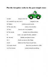 English worksheet: Past simple irregular verbs elementary