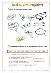 English Worksheet: Dealing with complaints