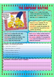 English Worksheet: THE SIMPSONS ROUTINE 