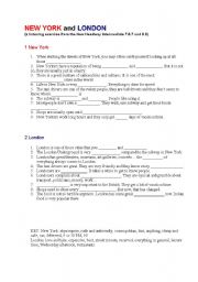 English worksheet: New York and London 