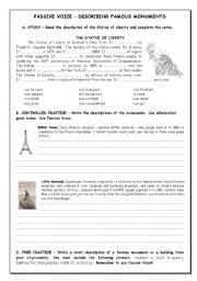 English Worksheet: PASSIVE VOICE - DESCRIBING MONUMENTS