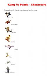 English Worksheet: Kung Fu Panda - Characters