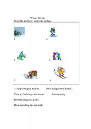English worksheet: Winter Sentences