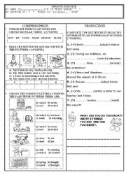 English Worksheet: LETS PRACTICE THE SIMPLE PAST