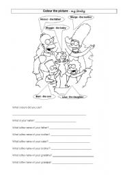English worksheet: my family - the Simpsons
