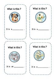 English Worksheet: animal flashcards (part 1 )