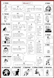 English Worksheet: Who  am I ? (with people)B&W 2/2