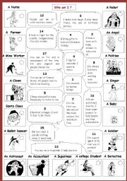 English Worksheet: Who  am I ? (with people)B&W 2/2