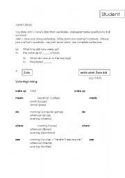 English worksheet: simple past tense activity