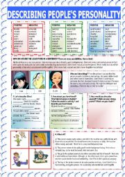 English Worksheet: Describing peoples personality