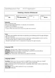 English Worksheet: ordering food at restaurant