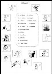 English worksheet: Who am I? With people