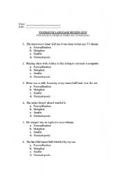 English Worksheet: personification, metaphor, similie, onomatopoeia quiz