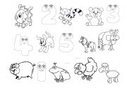 English worksheet: animals&numbers1-5