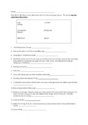 English worksheet: Literature terms homework