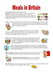 English Worksheet: Meals in Britain