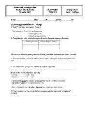 English Worksheet: mid term test for 3rd year students