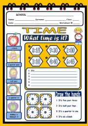 English Worksheet: WHAT TIME IS IT?