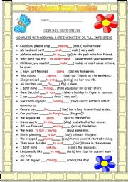 English Worksheet: gerund + infinitive