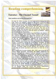 English Worksheet: Eurostar : The channel tunnel (6 pages)