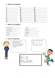 English Worksheet: numbers