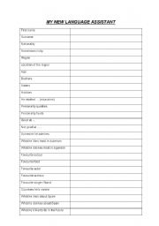 English Worksheet: Interviewing my language assistant