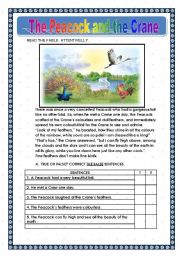English Worksheet: THE PEACOCK AND THE CRANE