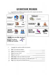 English Worksheet: Question words reference sheet 