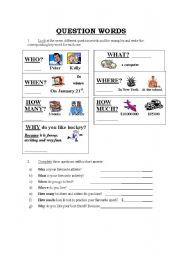 Question words reference sheet 