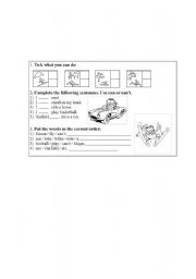 English Worksheet: Modal verb Can