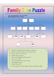English Worksheet: Family Tree Puzzle