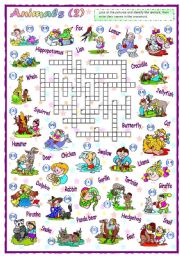 English Worksheet: Animals Crossword (2 of 2)