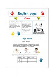 English Worksheet: jokes and logic puzzle