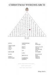 English Worksheet: Christmas Wordsearch