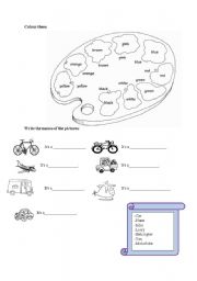 English Worksheet: colours and transportation