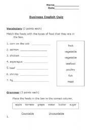 English worksheet: Business English Quiz