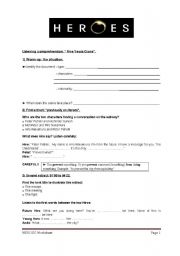 English Worksheet: Heroes: an episode study worksheet