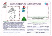 English Worksheet: Christmas Describing 2 page activity!