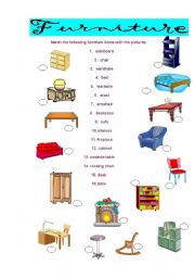 English Worksheet: Furniture