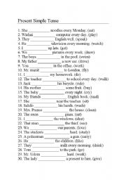 English Worksheet: Present simple tense