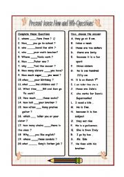 English Worksheet: present tense How and Wh-questions