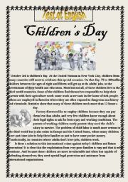 English Worksheet: Children s Day    3 Sections Test of  English