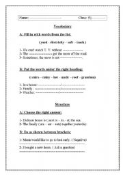 English worksheet: an English test