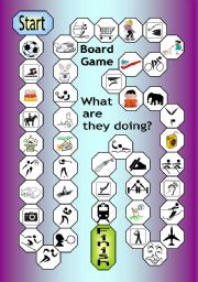 English Worksheet: Board Game - What Are They Doing?